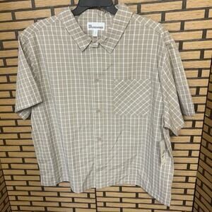 No Boundaries Tan Plaid Button Down Size 2XL